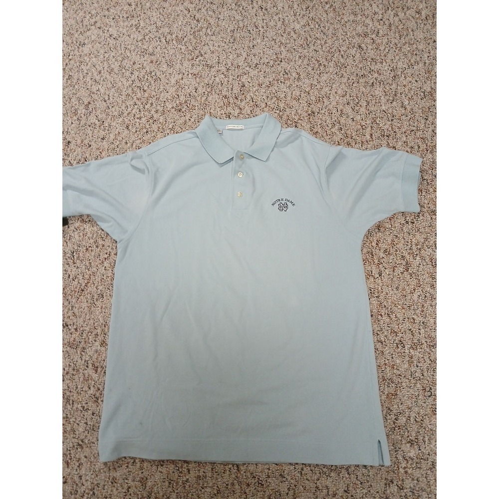 Cutter & Buck Notre Dame University Polo Collared Light Blue T Shirt Men's Large